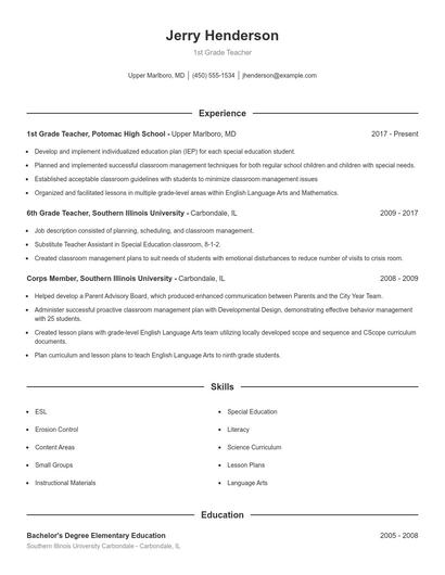 Resume example 1
