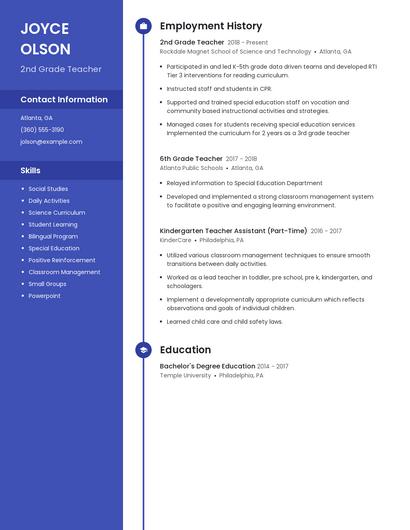 2nd Grade Teacher Resume