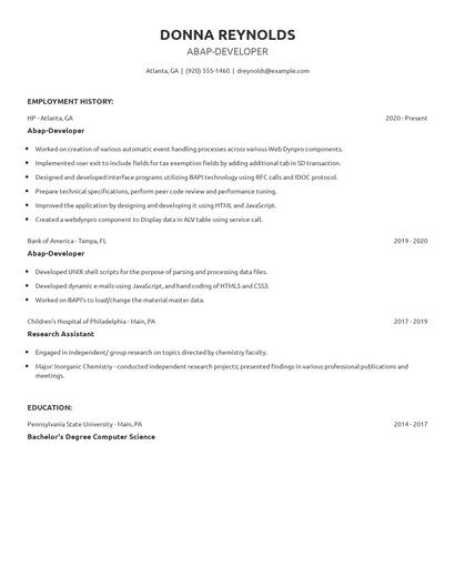 Abap-Developer Resume