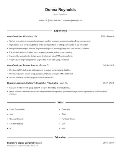 Abap-Developer Resume