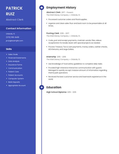 Abstract Clerk Resume