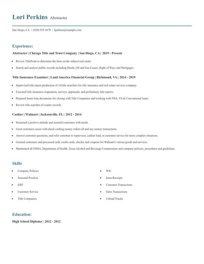 Abstracter Resume