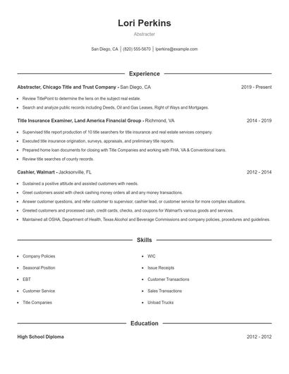 Abstracter Resume