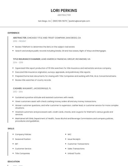 Abstracter Resume