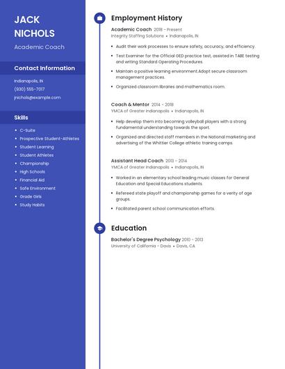 Academic Coach Resume