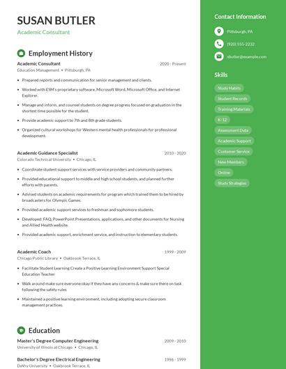 Academic Consultant Resume