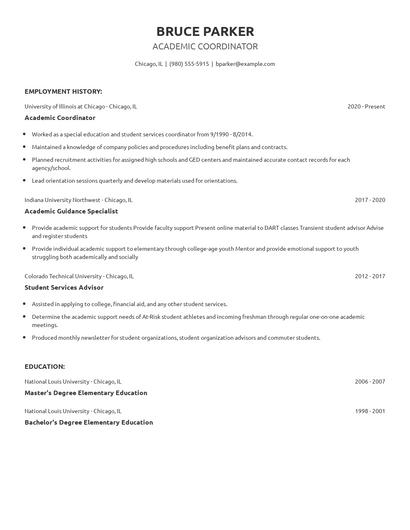 Academic Coordinator Resume