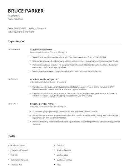Academic Coordinator Resume