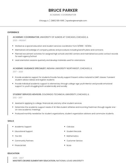 Academic Coordinator Resume