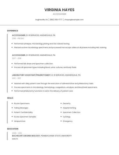 Accessioner Resume