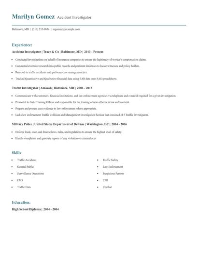 Accident Investigator Resume
