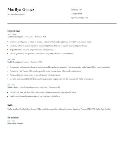 Accident Investigator Resume