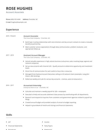 Account Associate Resume