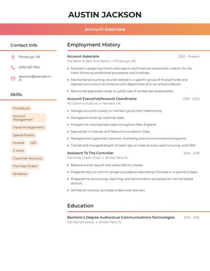 Account Associate Resume
