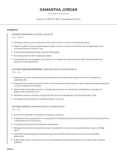Account Associate Resume