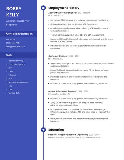 Account Customer Engineer Resume