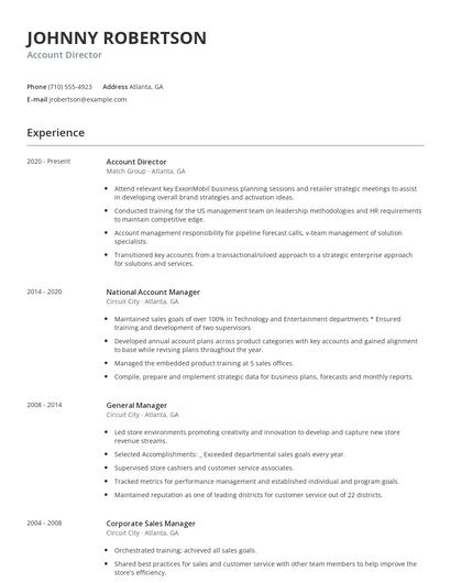 Account Director Resume