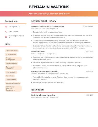 Account Executive/Account Coordinator Resume