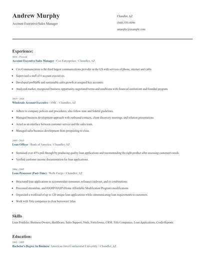 Account Executive/Sales Manager Resume