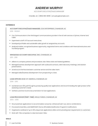 Account Executive/Sales Manager Resume