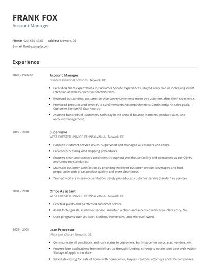 Account Manager Resume