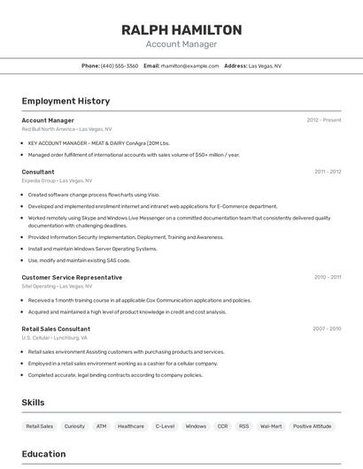 Account Manager Resume