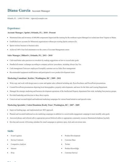 Account Manager Resume