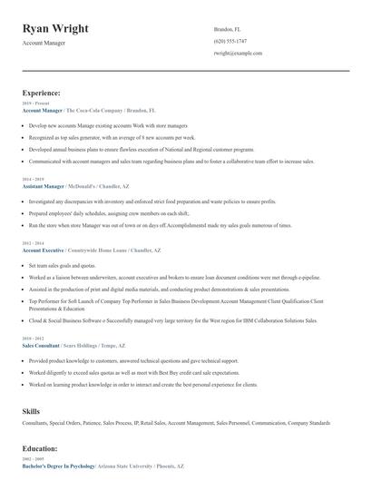 Account Manager Resume