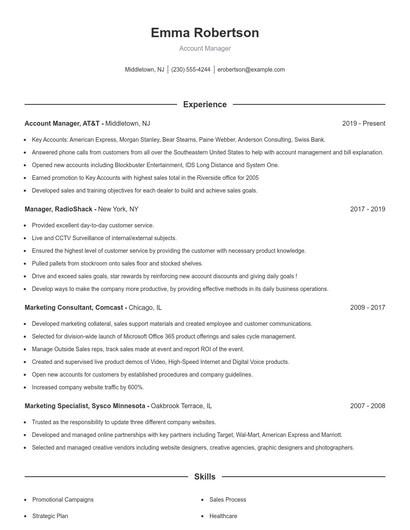 Account Manager Resume