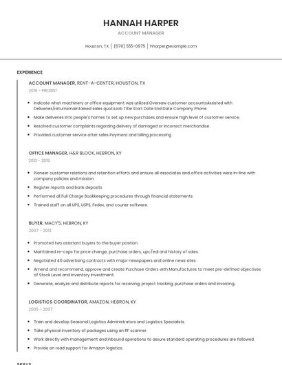 Account Manager Resume