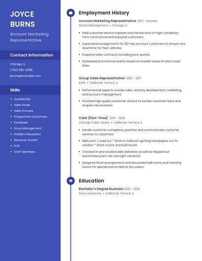 Account Marketing Representative Resume