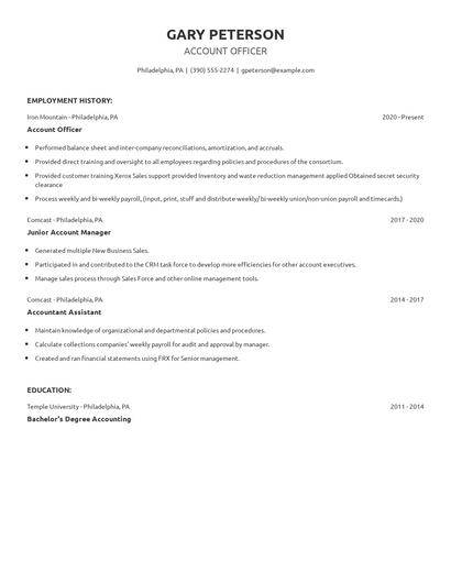Account Officer Resume