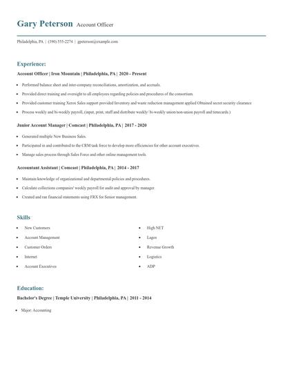 Account Officer Resume