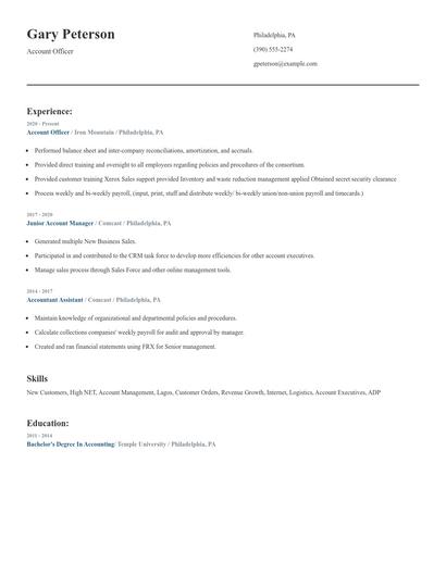 Account Officer Resume