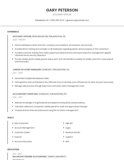 Account Officer Resume