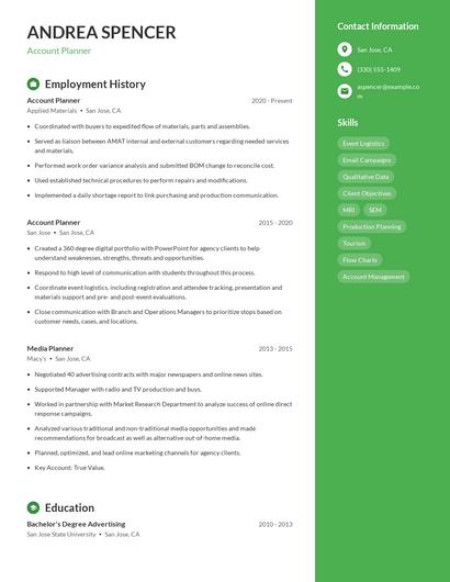 Account Planner Resume