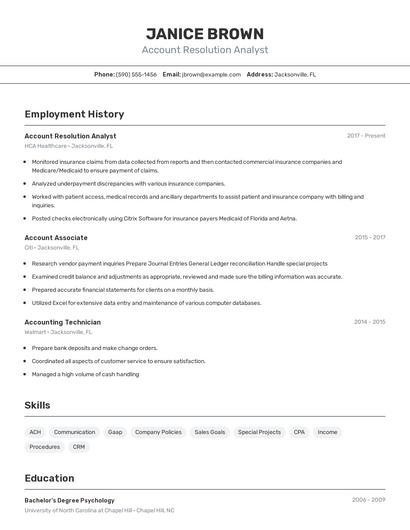 Account Resolution Analyst Resume