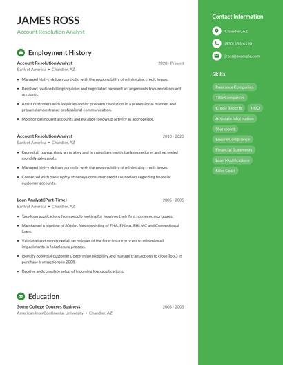 Account Resolution Analyst Resume