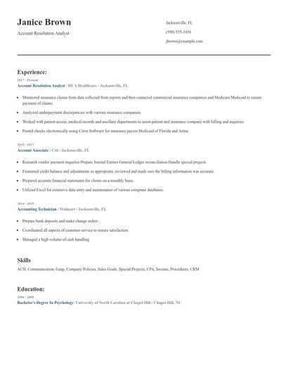 Account Resolution Analyst Resume