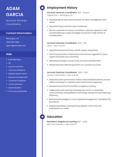 Account Services Coordinator Resume