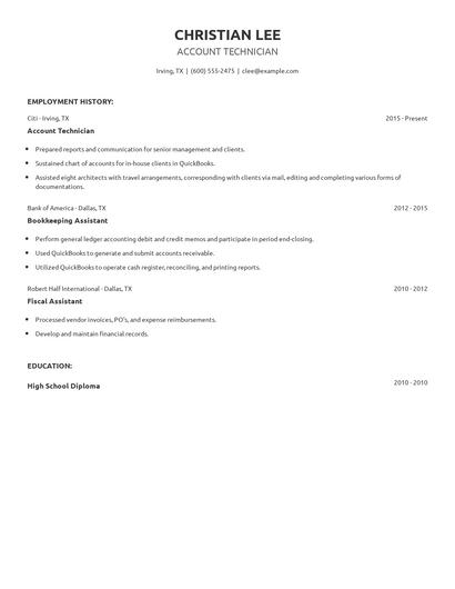 Account Technician Resume