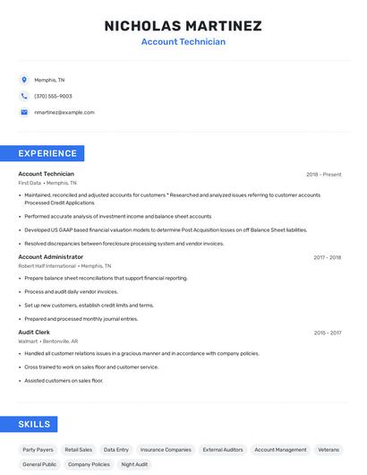 Account Technician Resume
