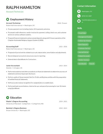 Account Technician Resume
