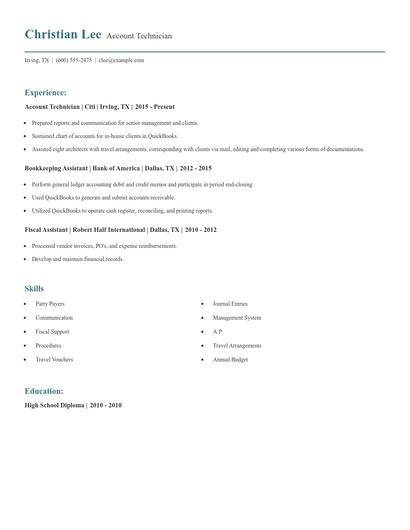 Account Technician Resume