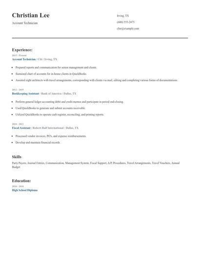 Account Technician Resume