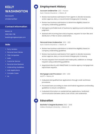 Account Underwriter Resume