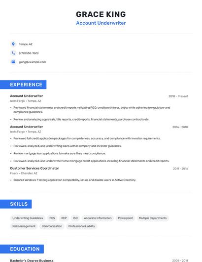 Account Underwriter Resume