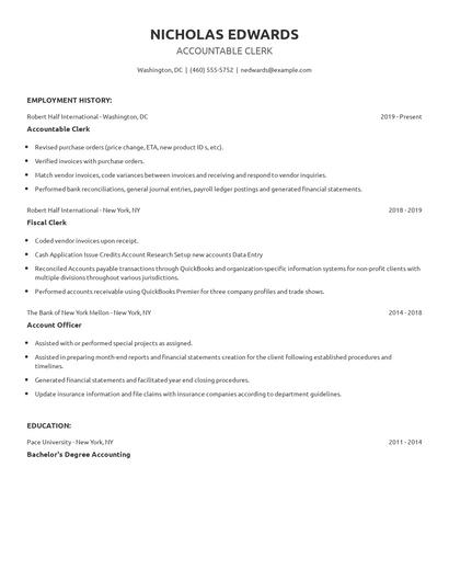 Accountable Clerk Resume
