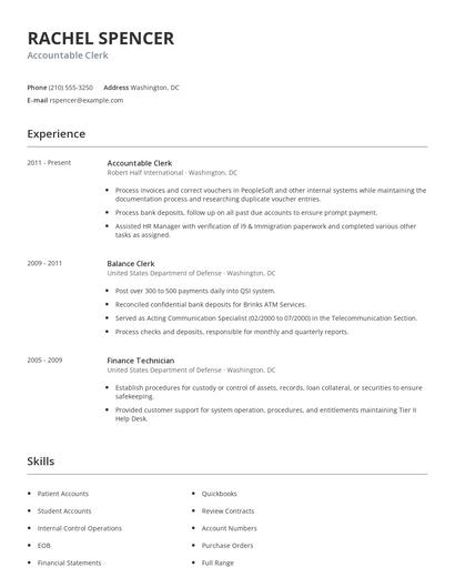 Accountable Clerk Resume