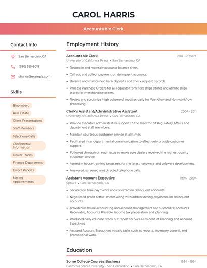 Accountable Clerk Resume